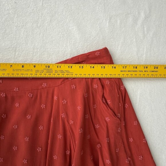 Torrid Embroidered Coral Orange Floral Circle Skirt Elastic Pockets Lined 00 M/L - Picture 8 of 10